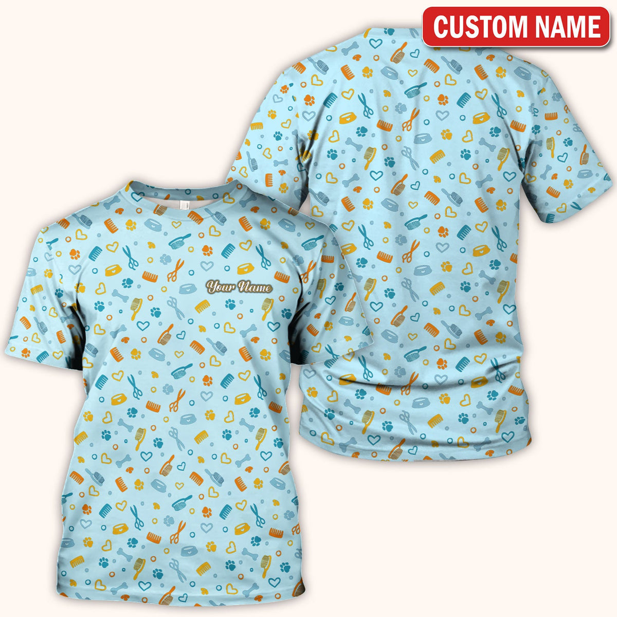 Personalized Dog Cat Grooming Nurse Scrub Top