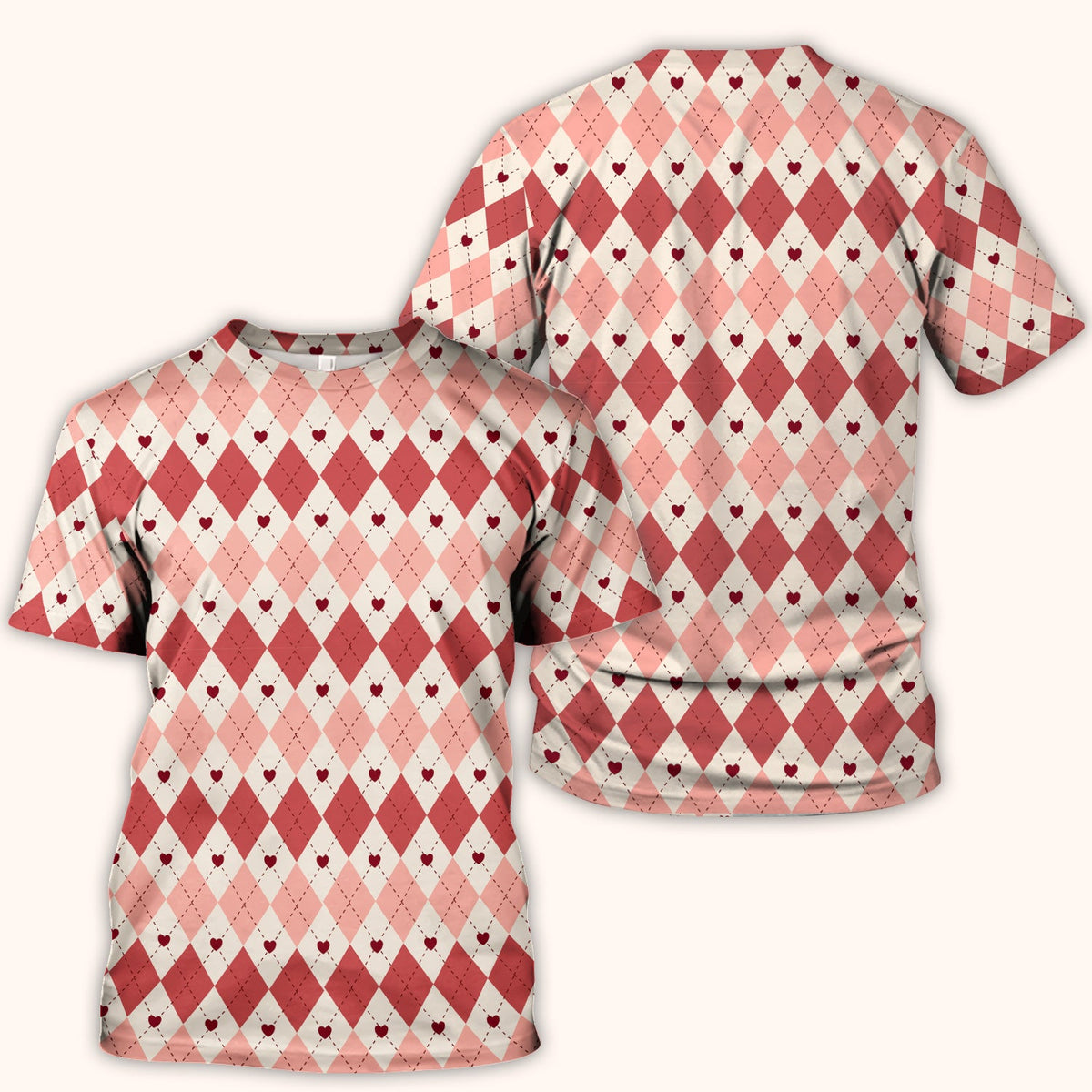 Red Argyle Plaid Nurse Scrub Top