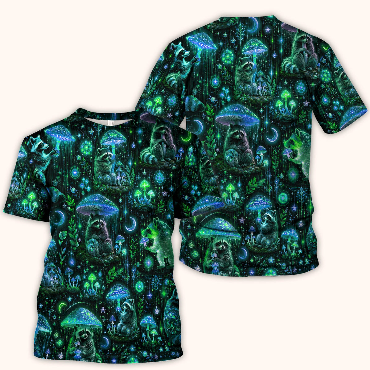 Glowing Raccoon Forest Nurse Scrub Top