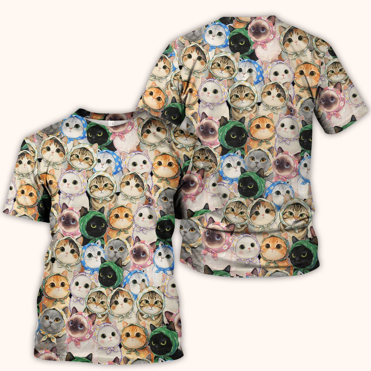Adorable Multi Cat Portrait Nurse Scrub Top