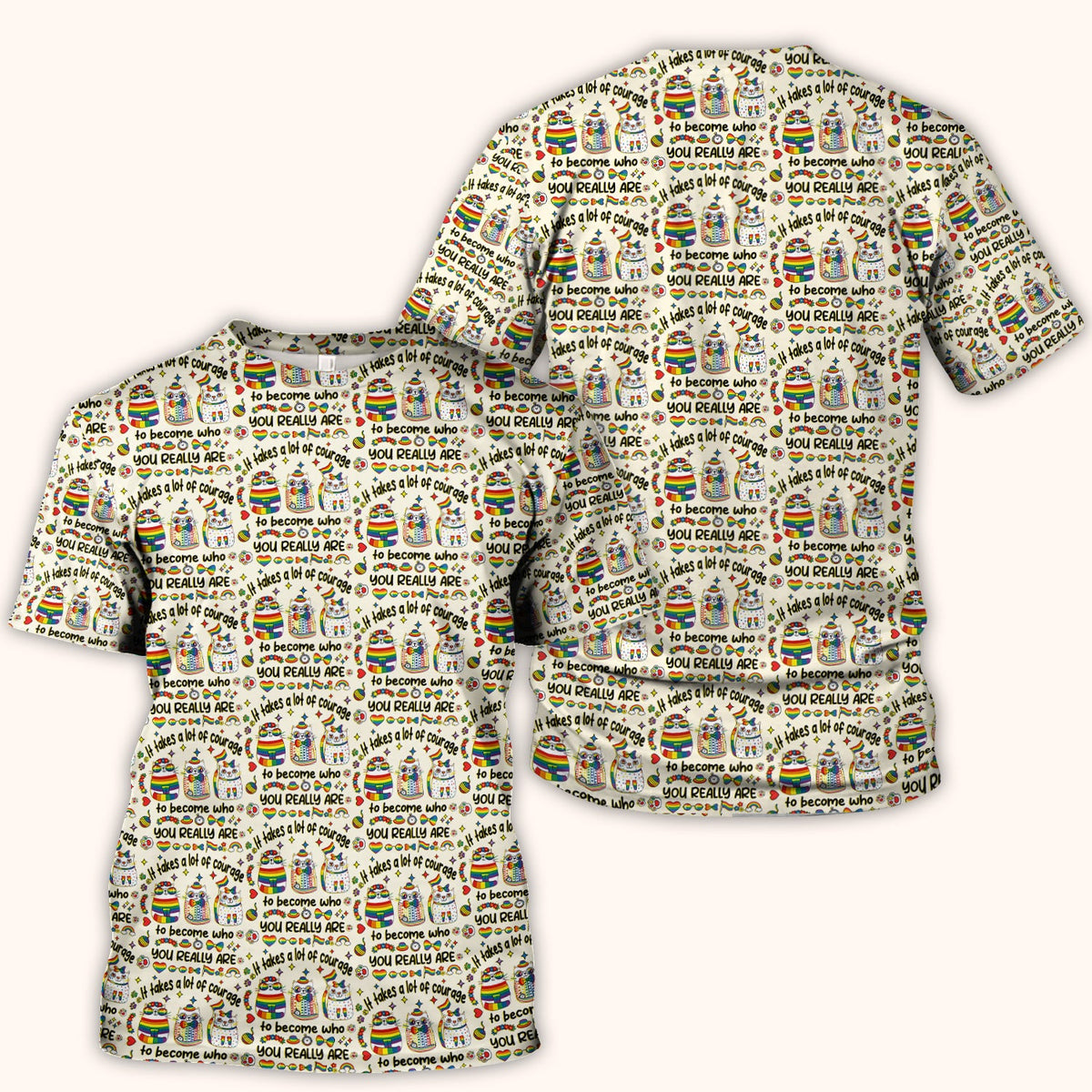 Nurse Rainbow Cat Courage Scrub Top