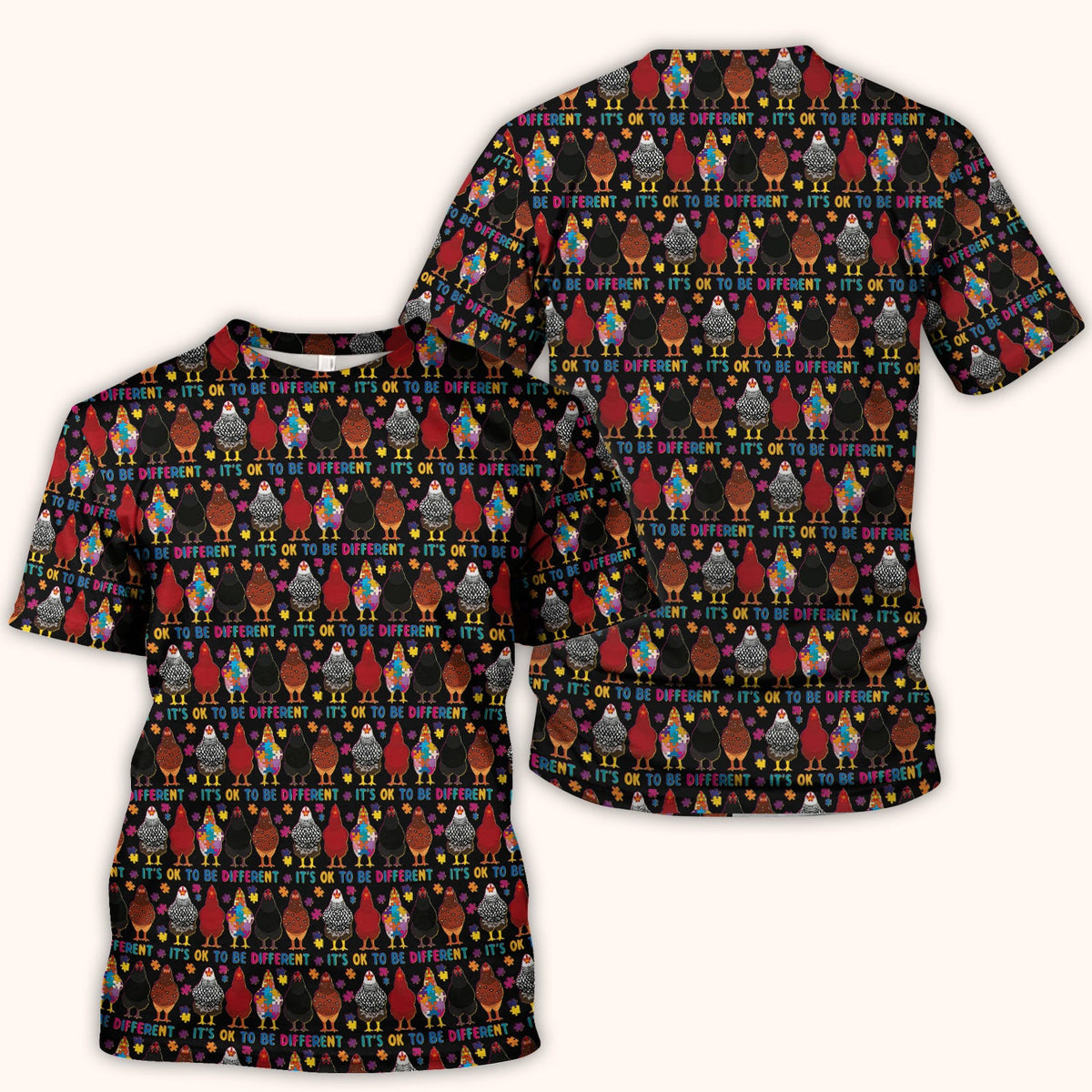 Autism Chicken It's OK To Be Different Nurse Scrub Top