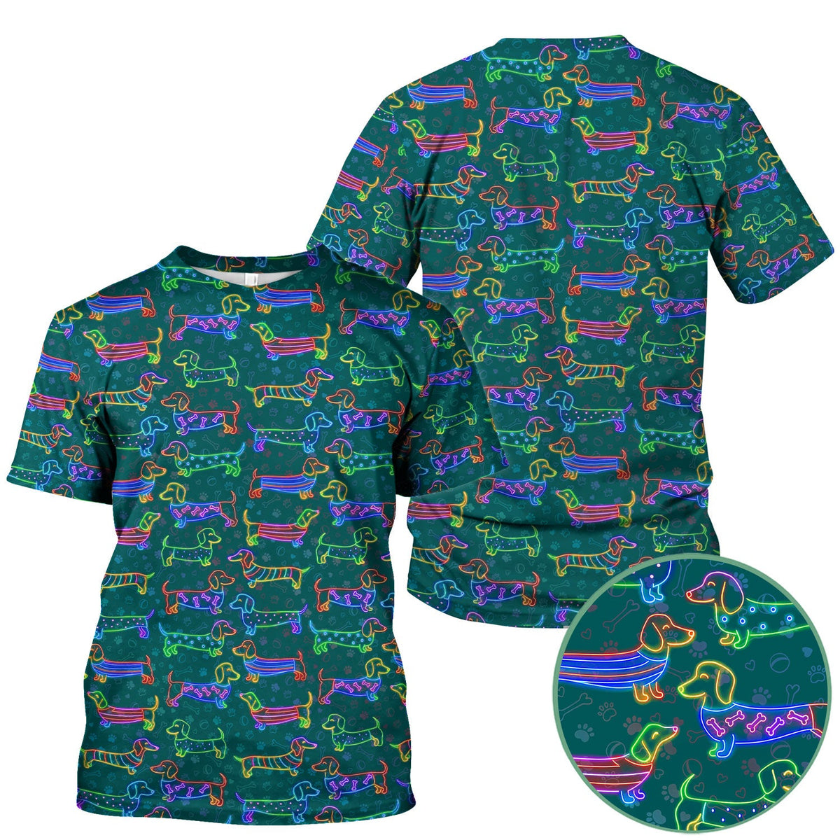 Neon Wiener Dog Nurse Scrub Top