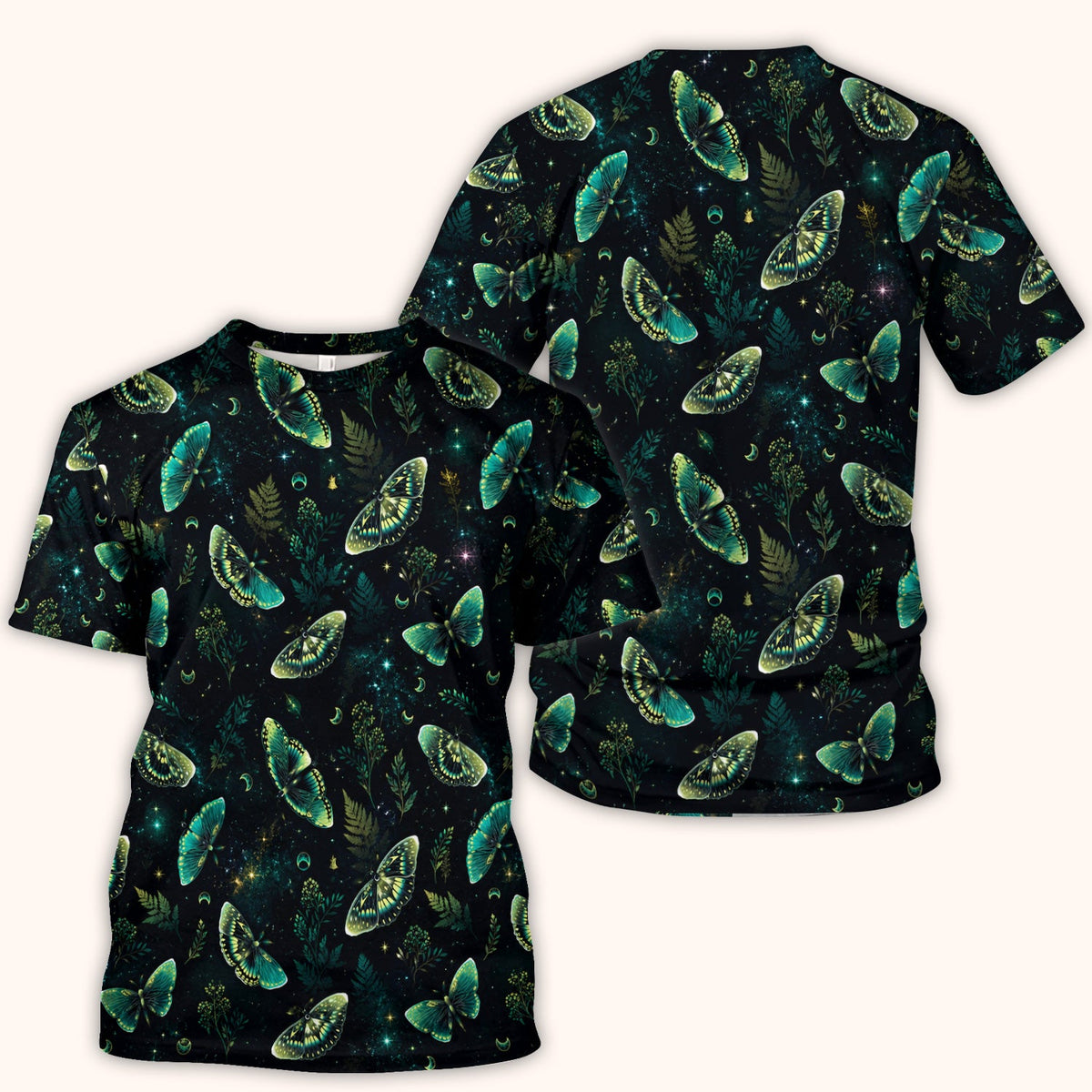 Mystical Moonlight Butterfly Garden Nurse Scrub Top