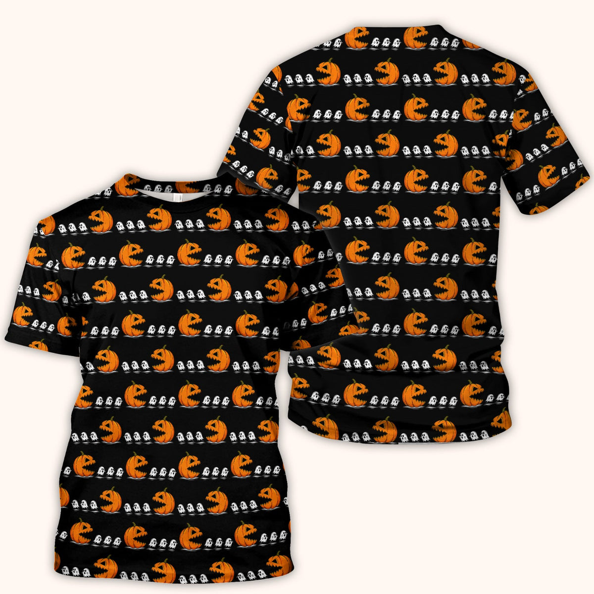 Spooky Pumpkin Ghost Nurse Scrub Top