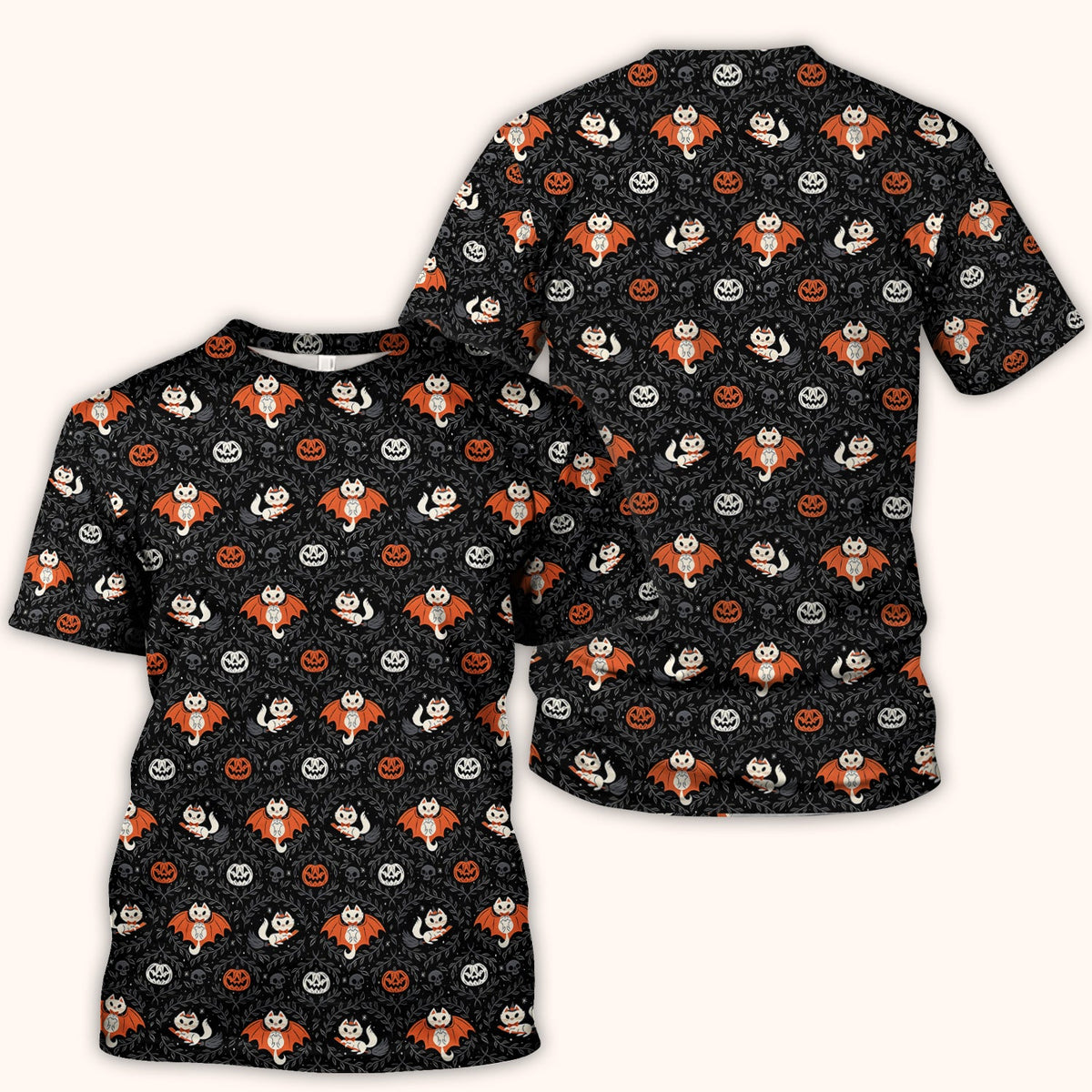 Halloween Vampire Cat Nurse Scrub Top