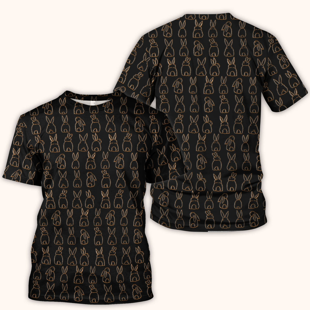 Cartoon Bunny Line Art Nurse Scrub Top - Easter Gift
