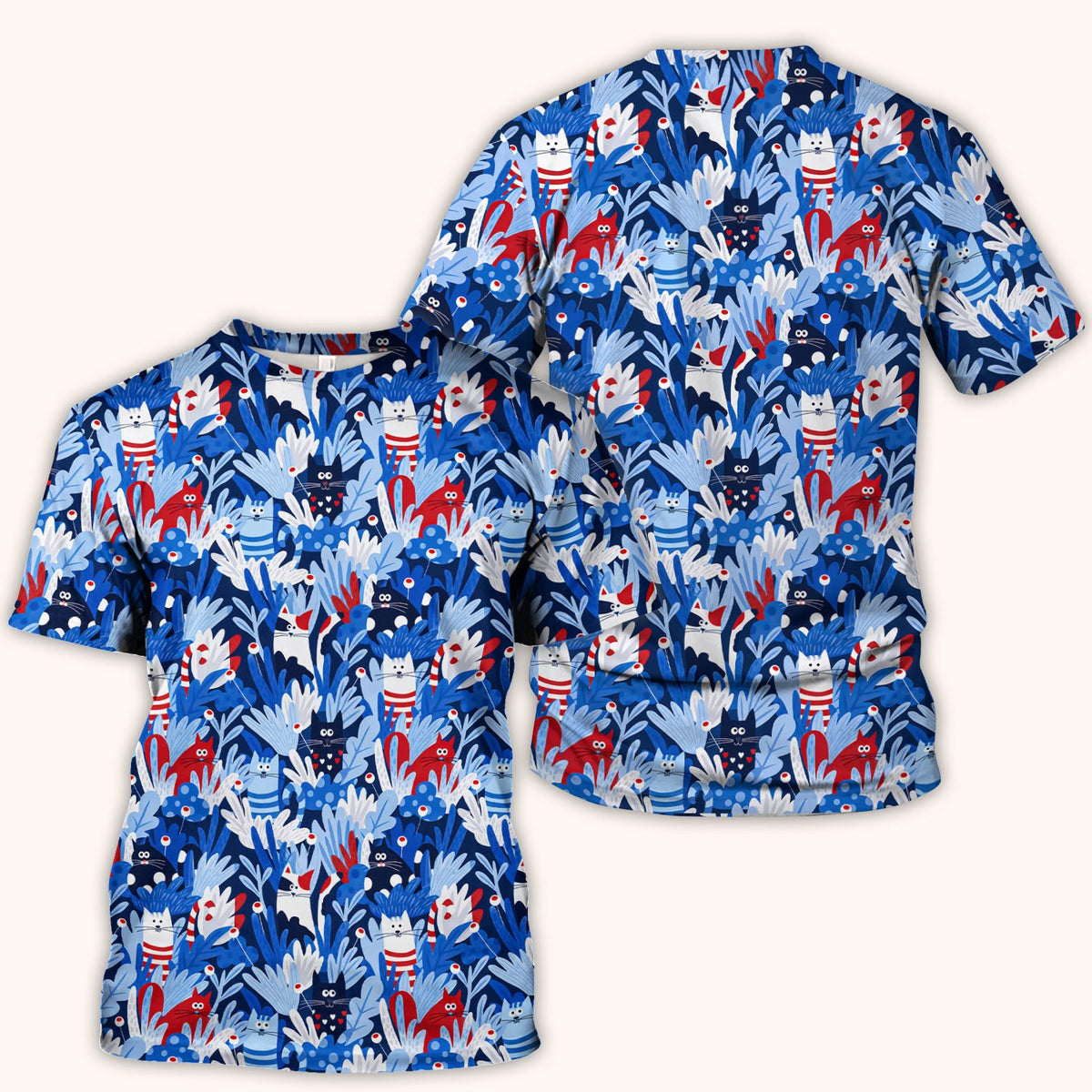 Cats Among Blue Foliage Nurse Scrub Top