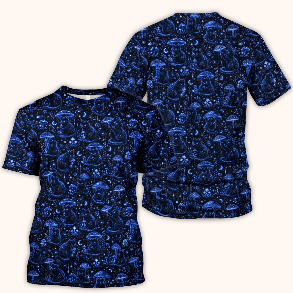 Celestial Black Cat Mushroom Nurse Scrub Top
