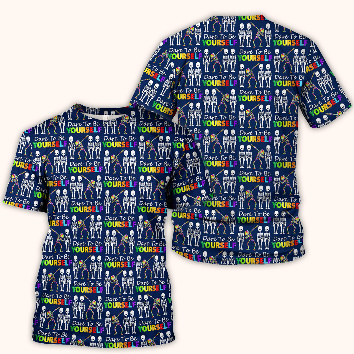 Rainbow Skeleton Dare To Be Yourself Nurse Scrub Top