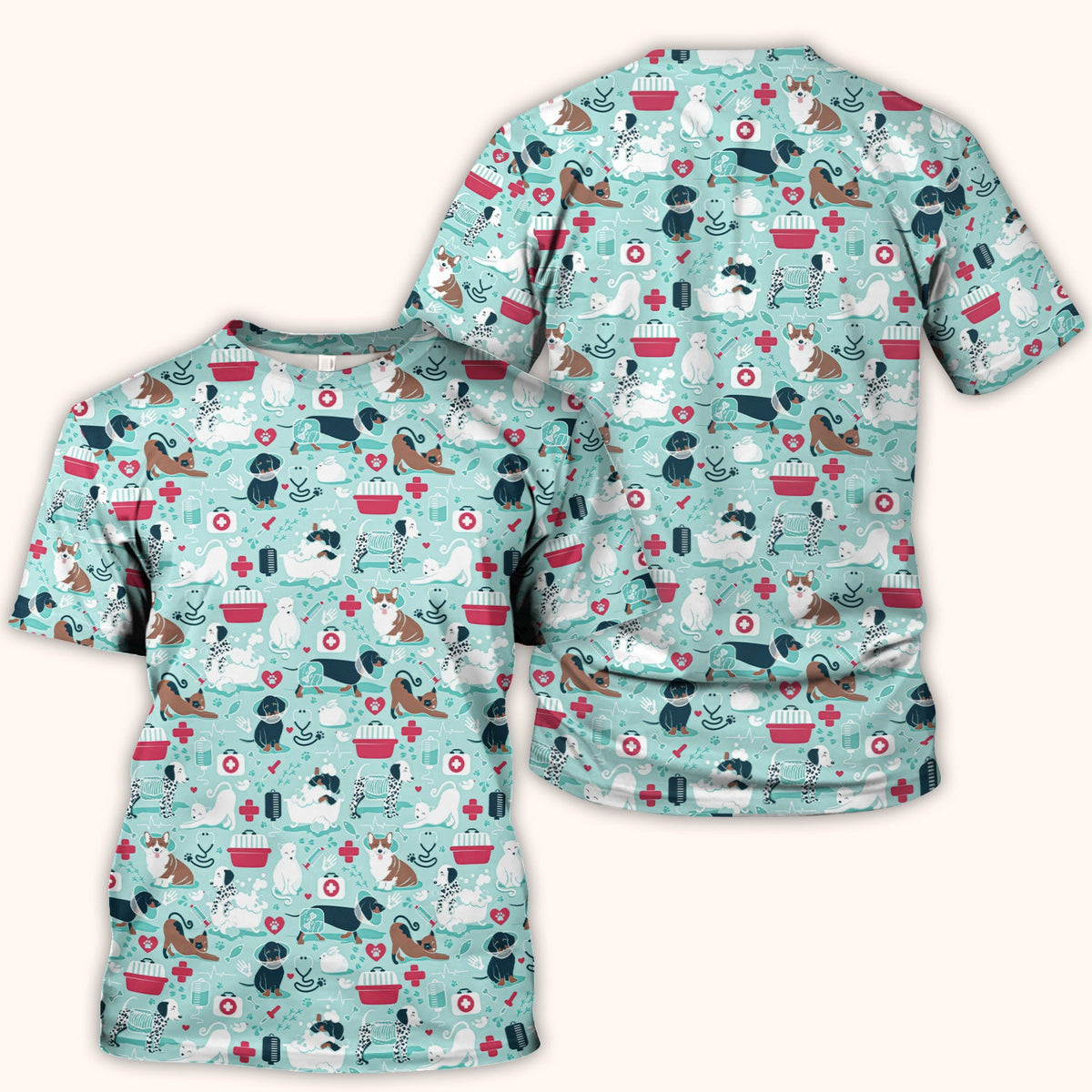 Dogs Veterinary Tools Nurse Scrub Top