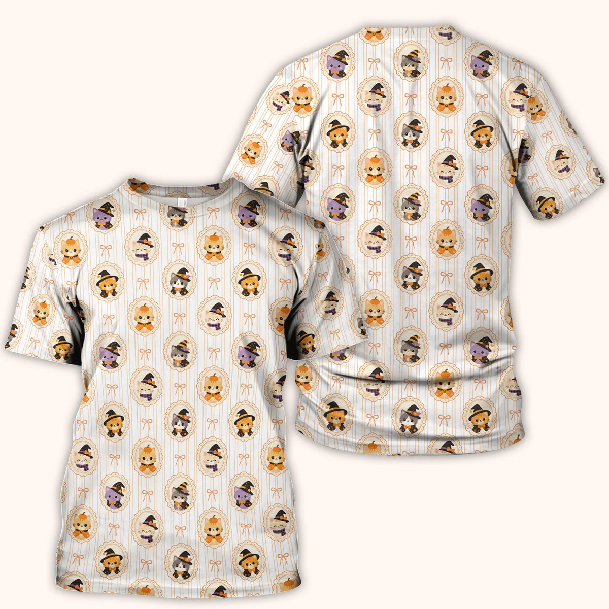 Halloween Cat Stripe Nurse Scrub Top
