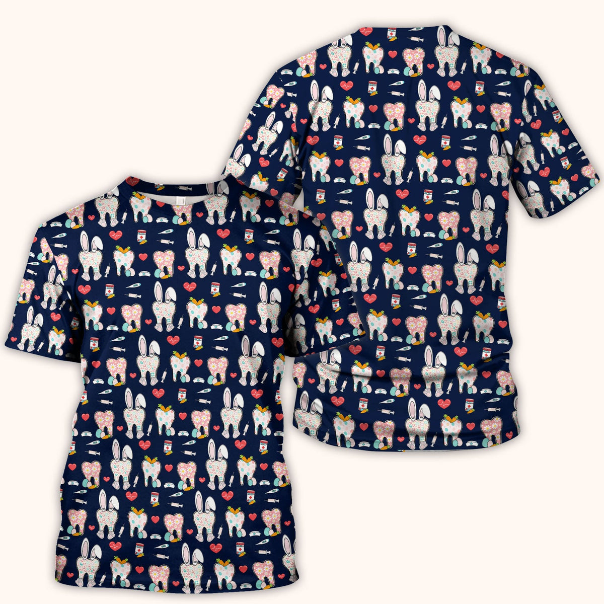 Easter Bunny Dentist Nurse Scrub Top