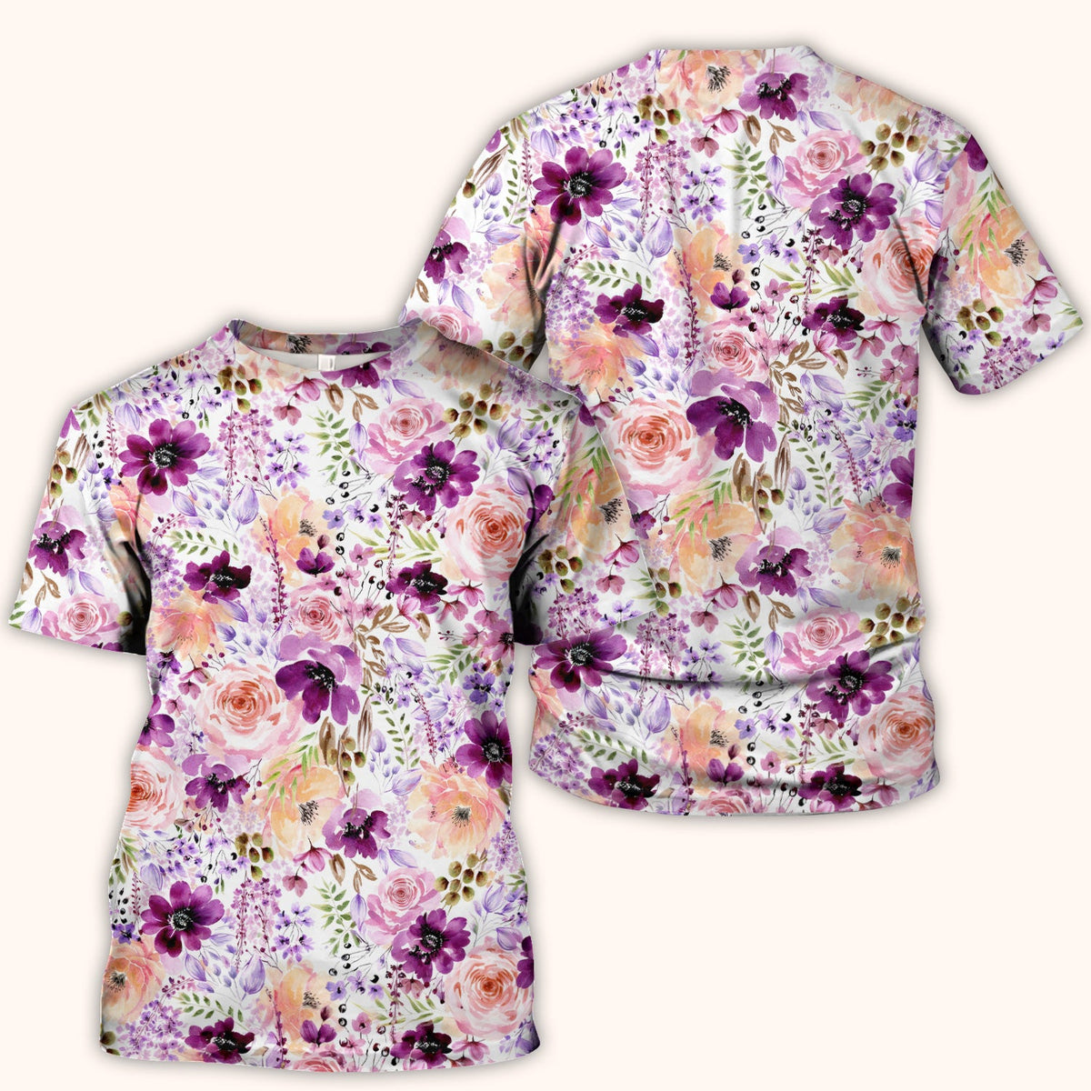 Elegant Watercolor Floral Bloom Nurse Scrub Top