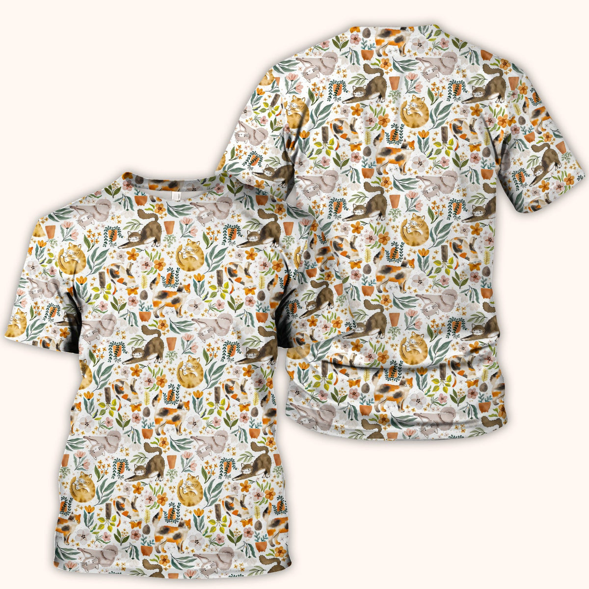 Cat Wildflower Garden Nurse Scrub Top