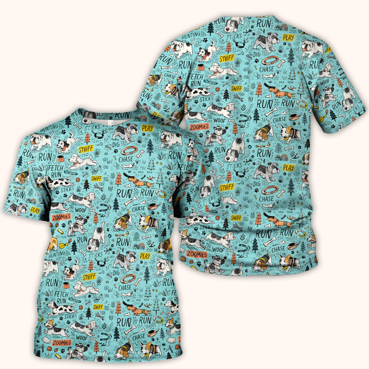 Cartoon Puppy Adventure Nurse Scrub Top