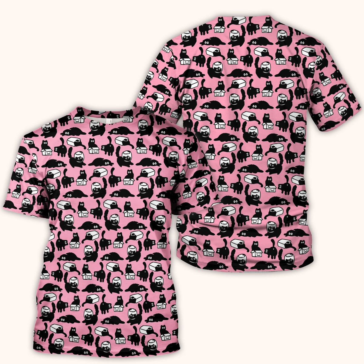 Dark Playful Cat Nurse Scrub Top