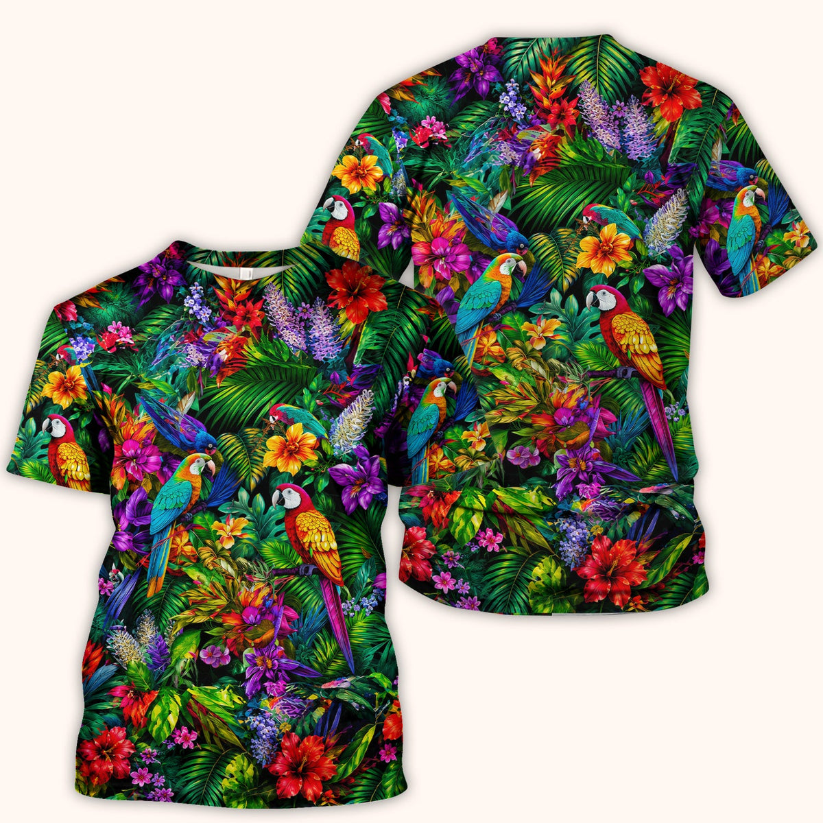 Tropical Parrot Jungle Blossom Nurse Scrub Top