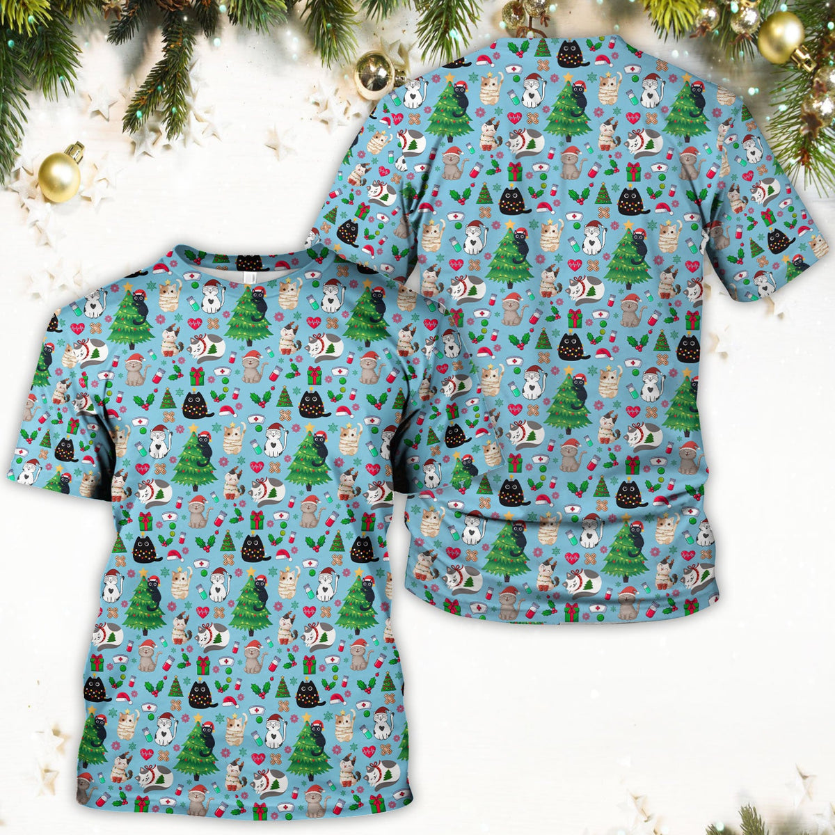 Christmas Pet Nurse Scrub Top