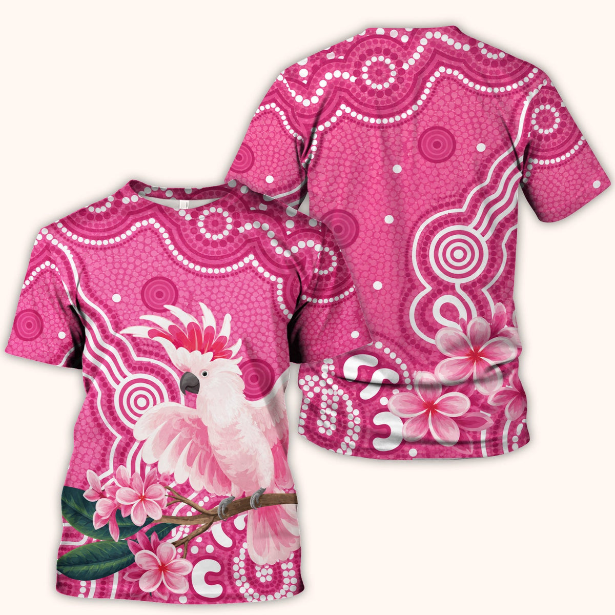 Pink Cockatoo Floral Dot Nurse Scrub Top
