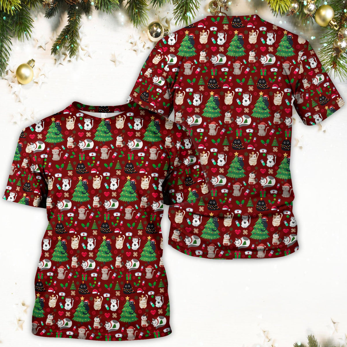 Christmas Pet Nurse Scrub Top