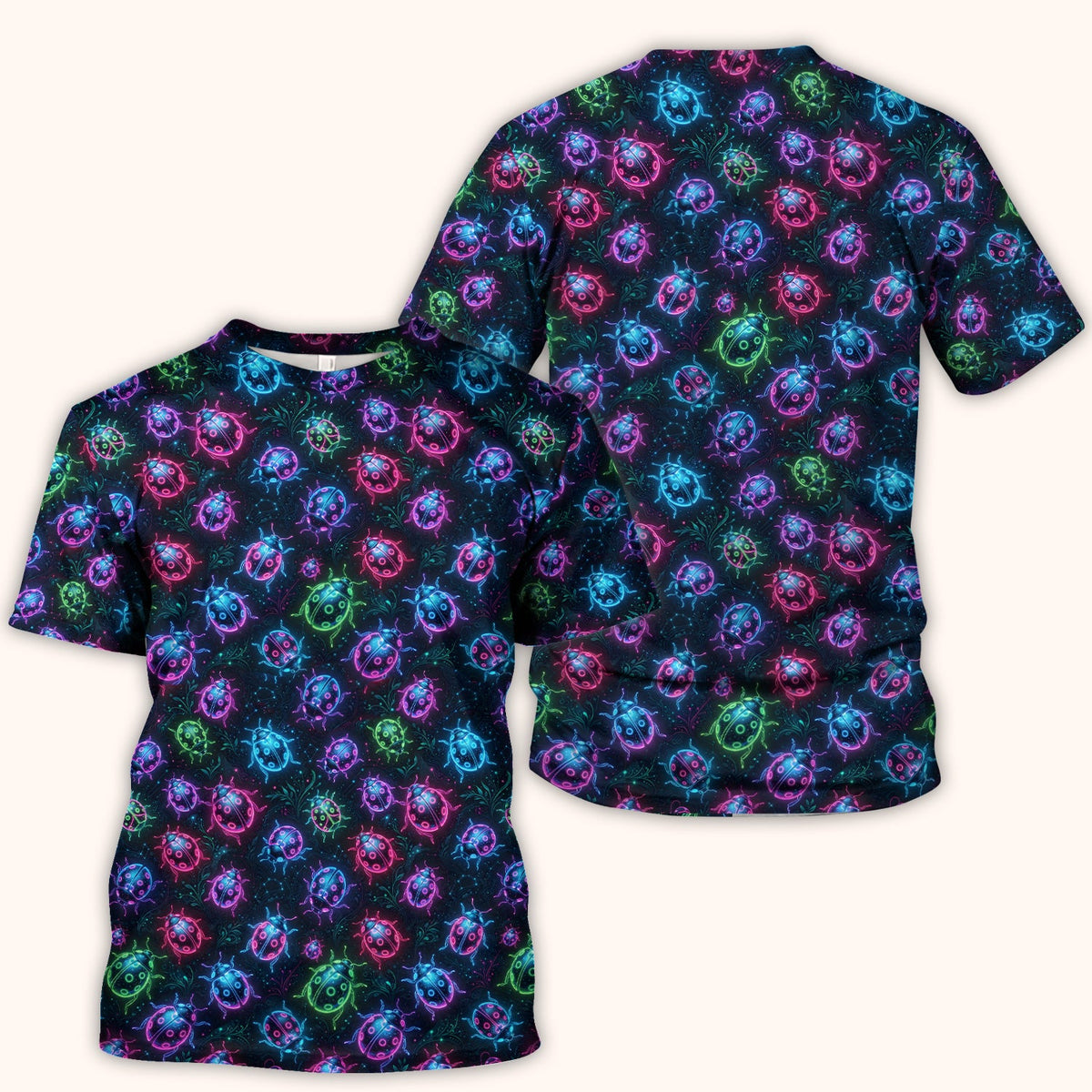 Colorful Neon Ladybug Nurse Scrub Top