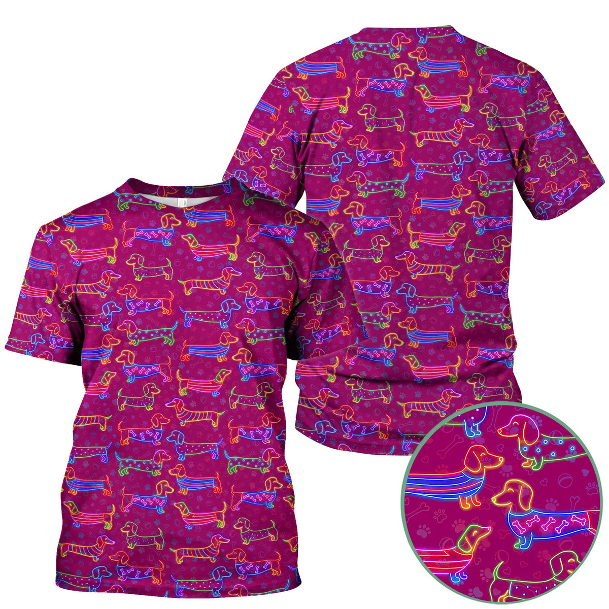 Neon Wiener Dog Nurse Scrub Top