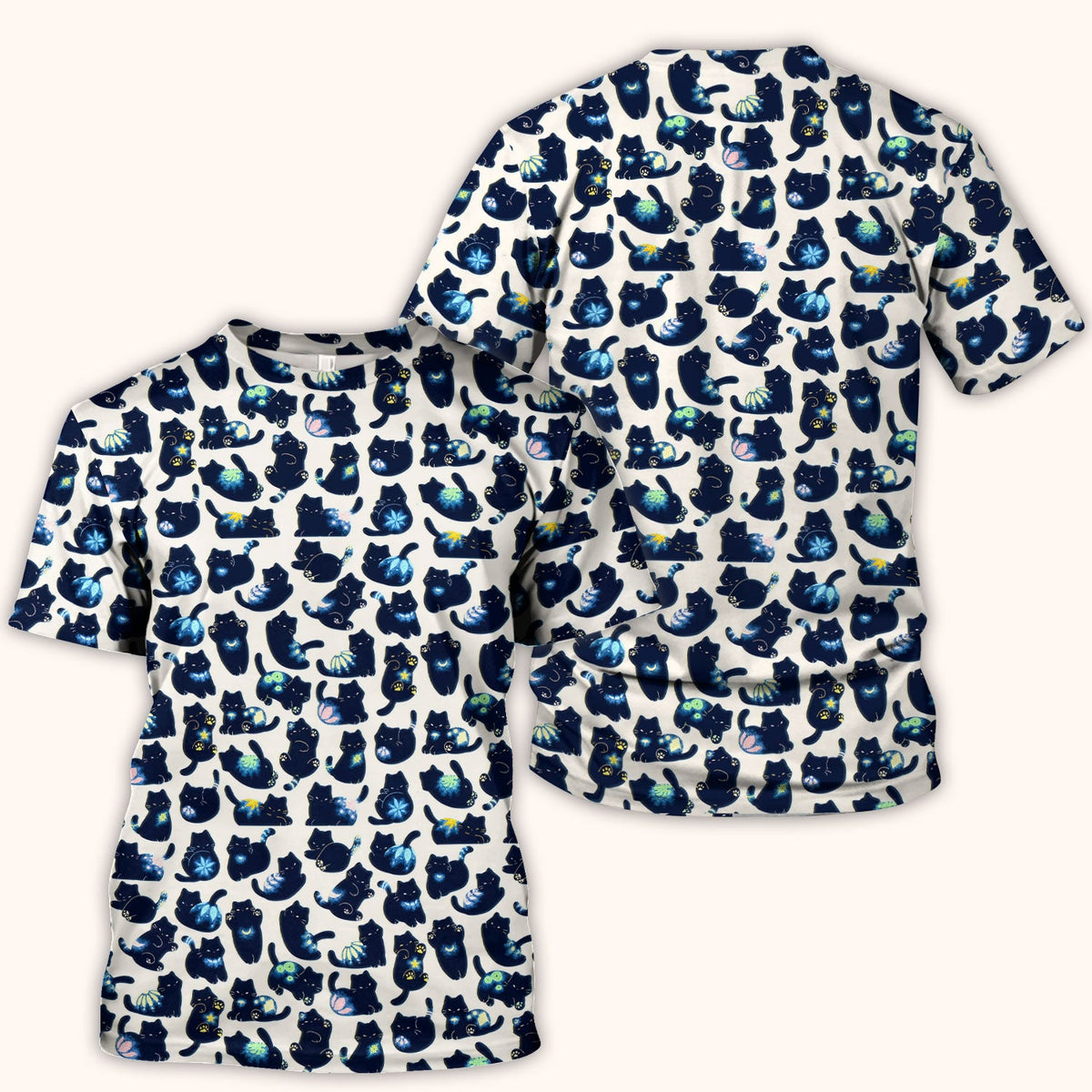 Midnight Black Cat Nurse Scrub Top