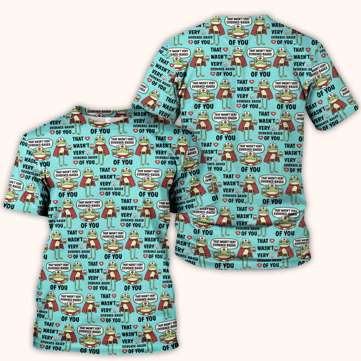 Funny Frog Nurse Quote Medical Pattern Scrub Top, Breathable Fabrics Nursing Uniform