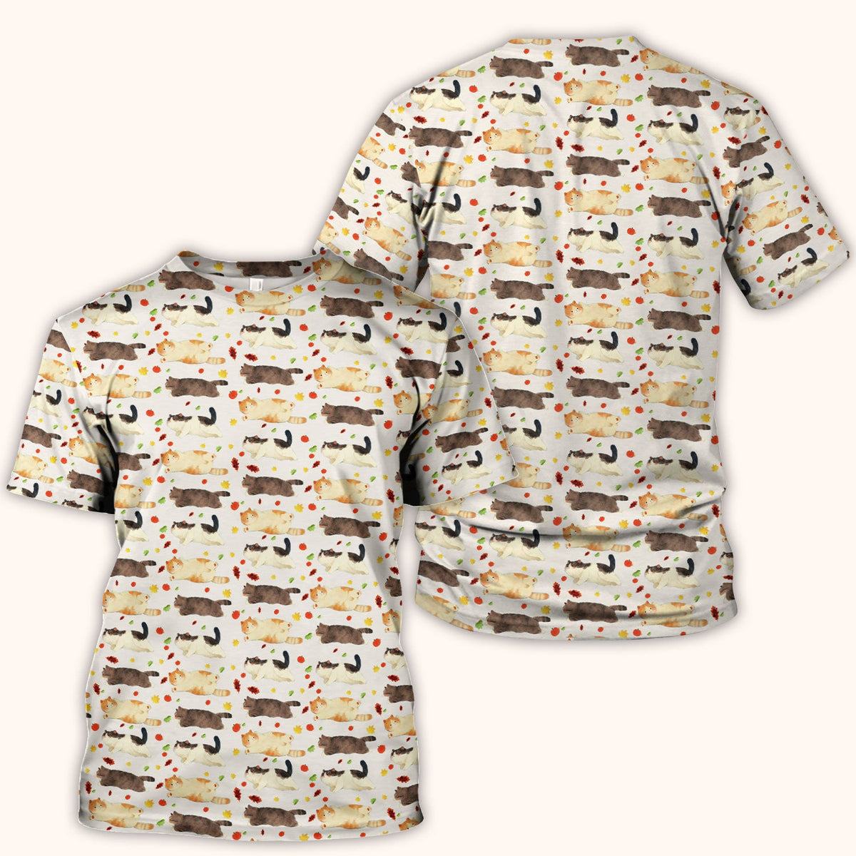 Chubby Cat Autumn Leaves Nurse Scrub Top