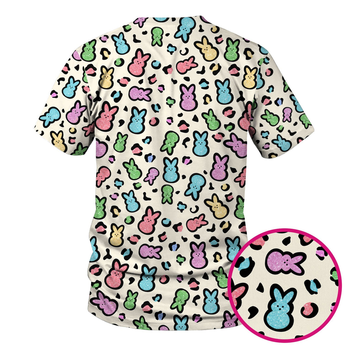 Pastel Bunny Nurse Scrub Top