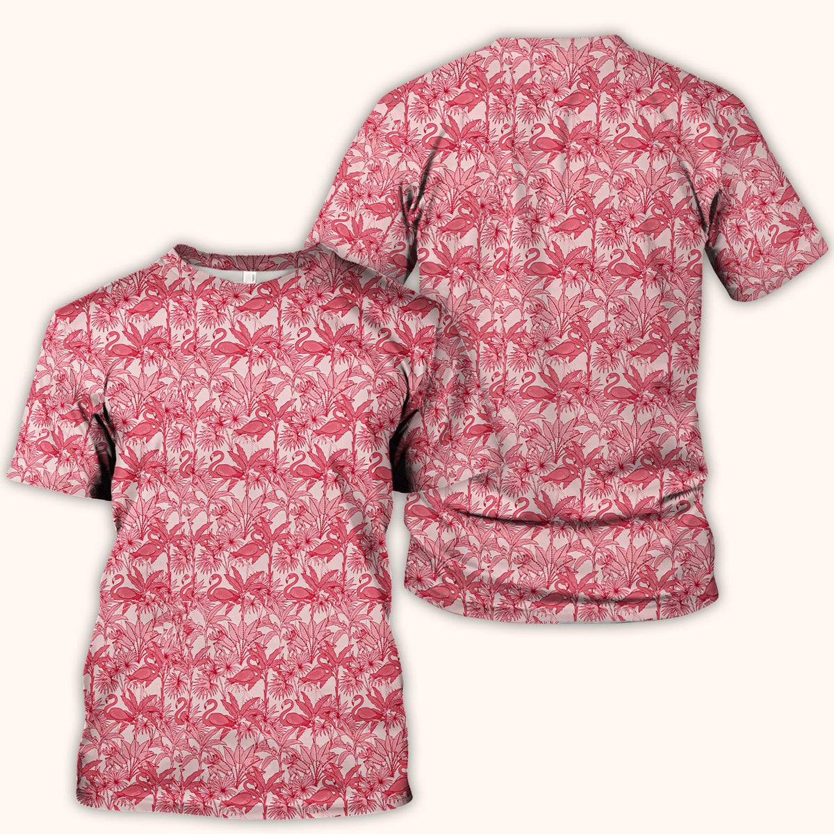 Tropical Flamingo Palm Leaves Nurse Scrub Top