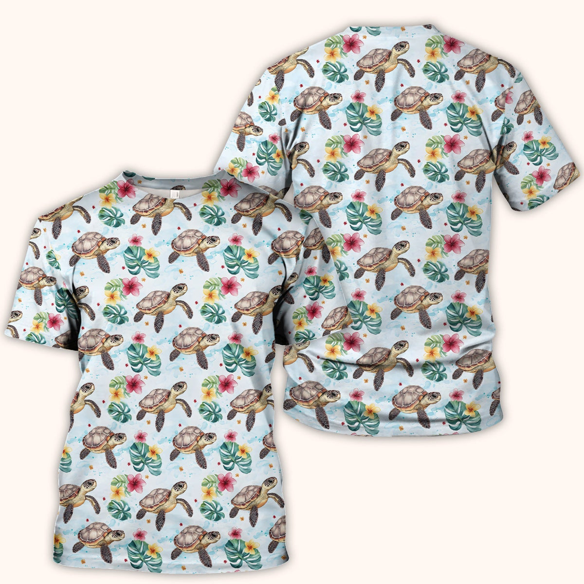 Sea Turtle Tropical Floral Nurse Scrub Top