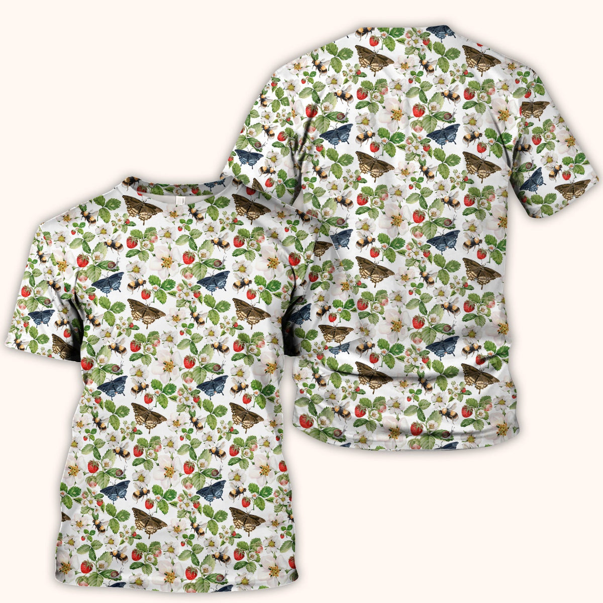 Strawberry Butterfly Garden Nurse Scrub Top
