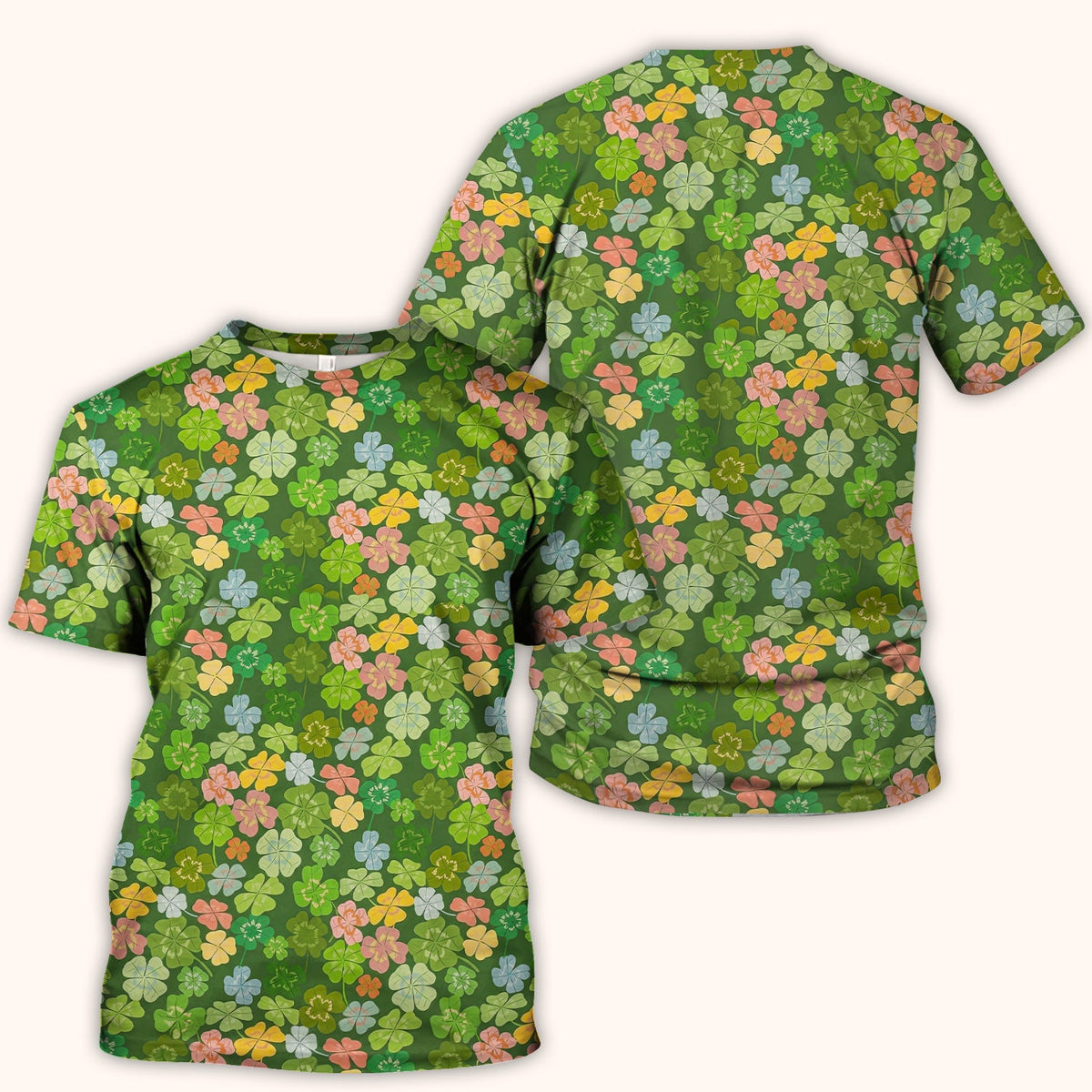 Colorful Shamrock Clover Nurse Scrub Top