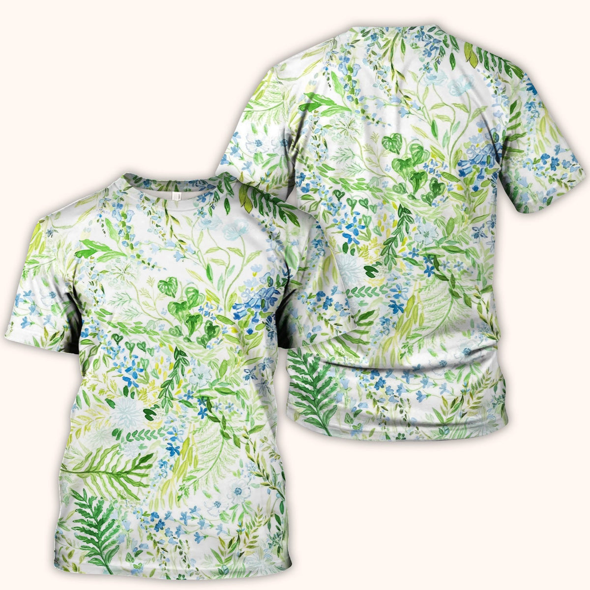 Green Botanical Floral Nurse Scrub Top