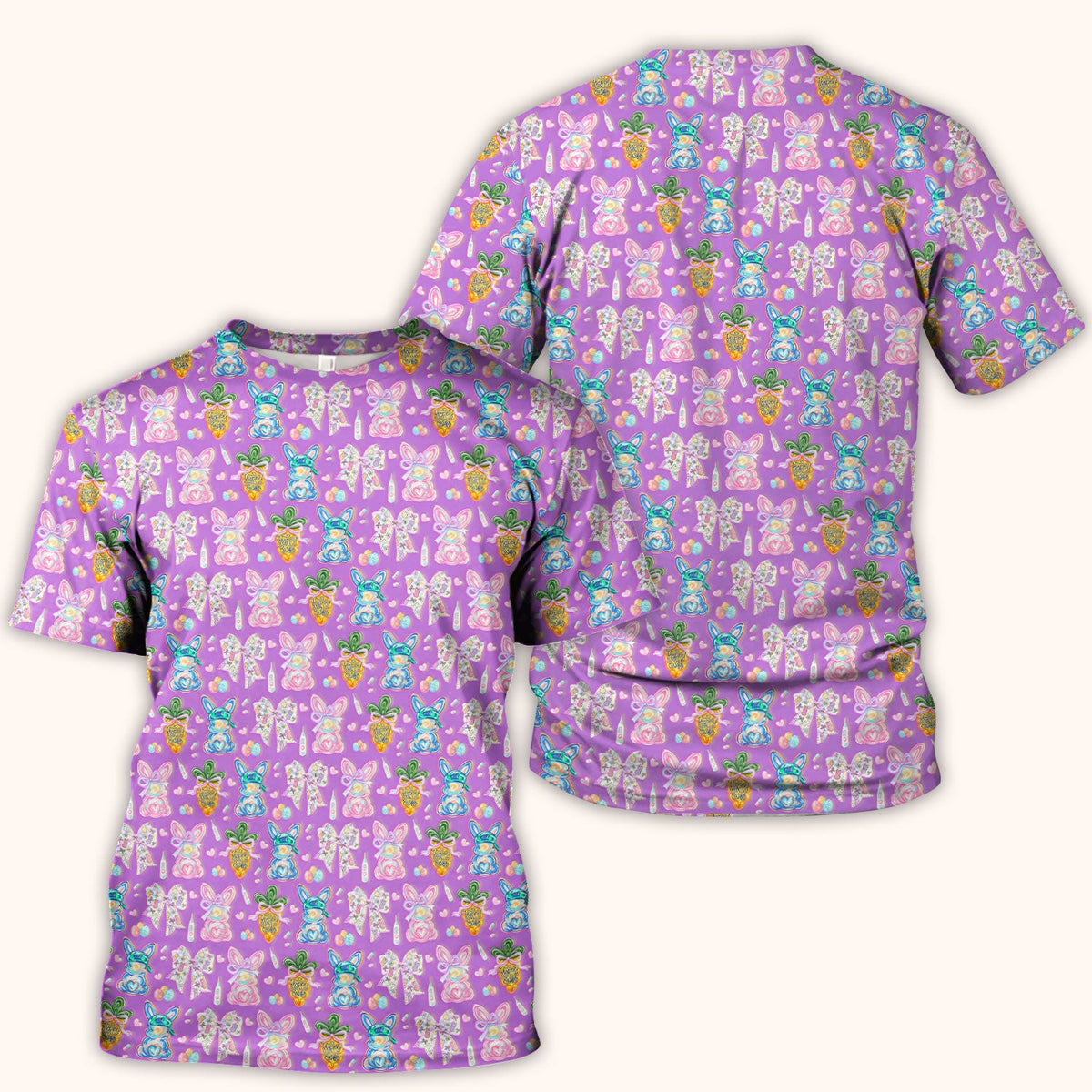 Bunny Carrot Bow Nurse Scrub Top - Easter Gift