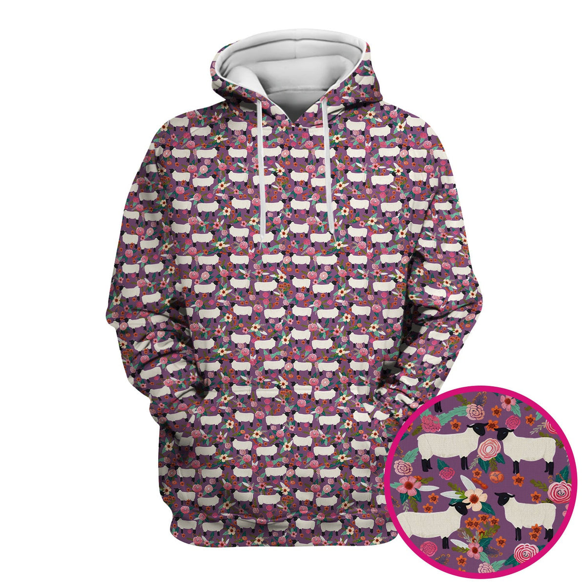 Sheep Floral Meadow Nurse Scrub Top