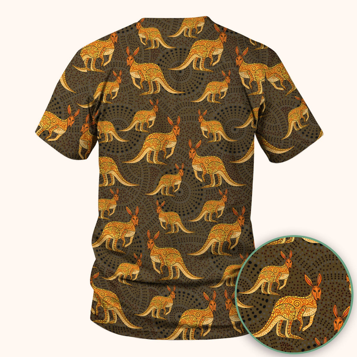 Australian Kangaroo Dot Art Nurse Scrub Top
