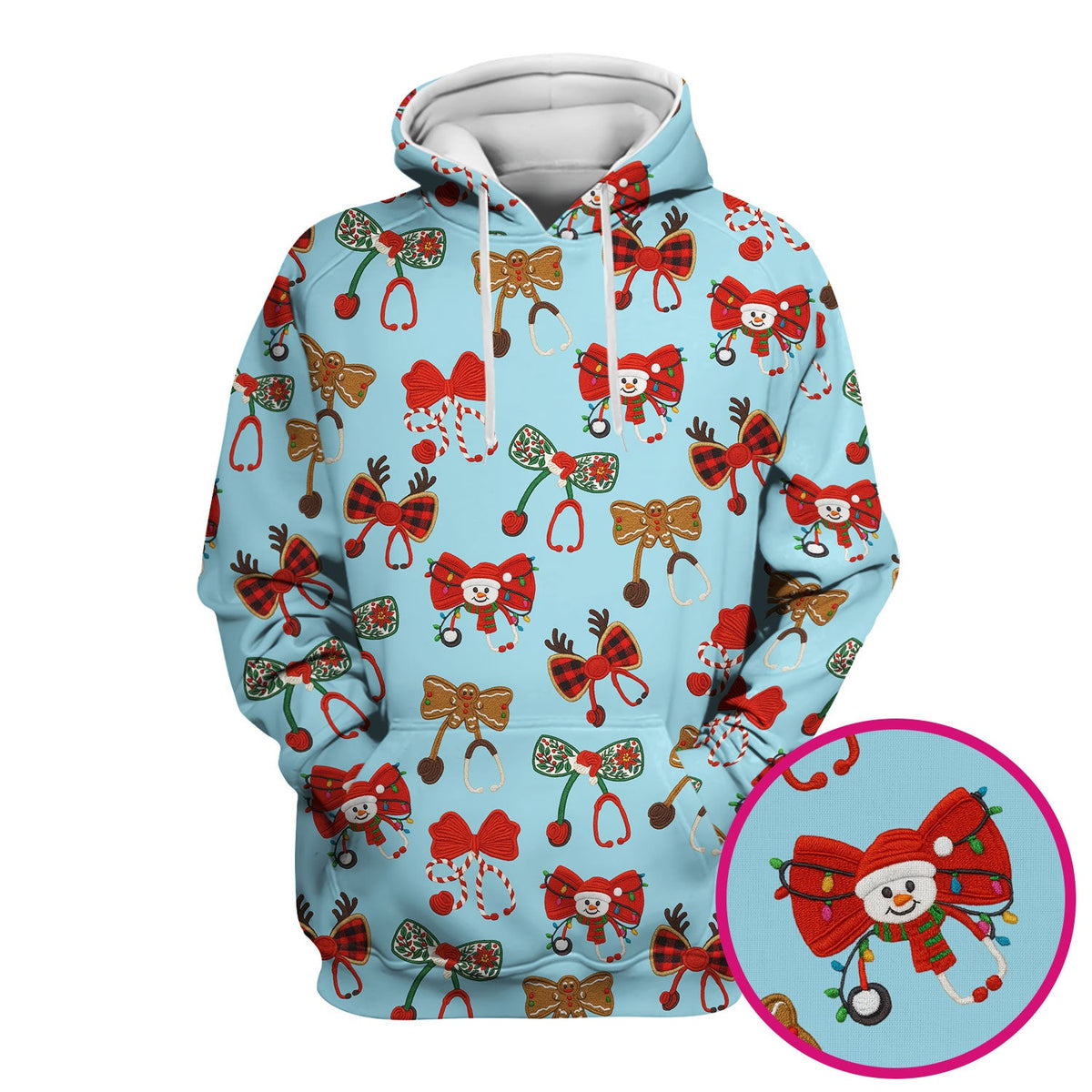 Christmas Stethoscope Bow Nurse Scrub Top
