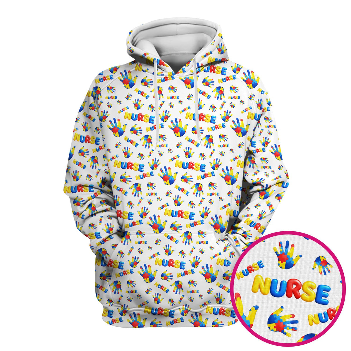 Colorful Autism Handprint Nurse Scrub Top