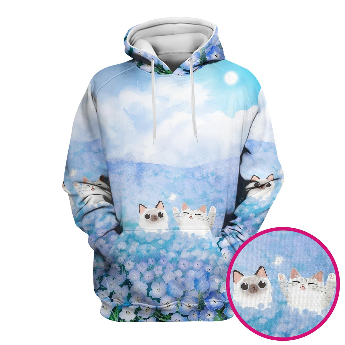 Dreamy Cat Cloud Hydrangea Nurse Scrub Top