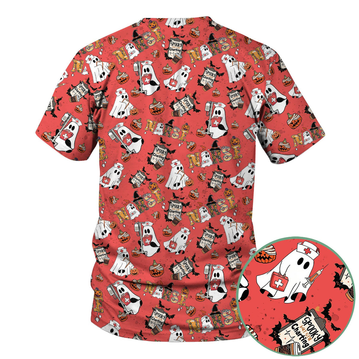 Spooky But Still Charting Nurse Scrub Top - Halloween Gift