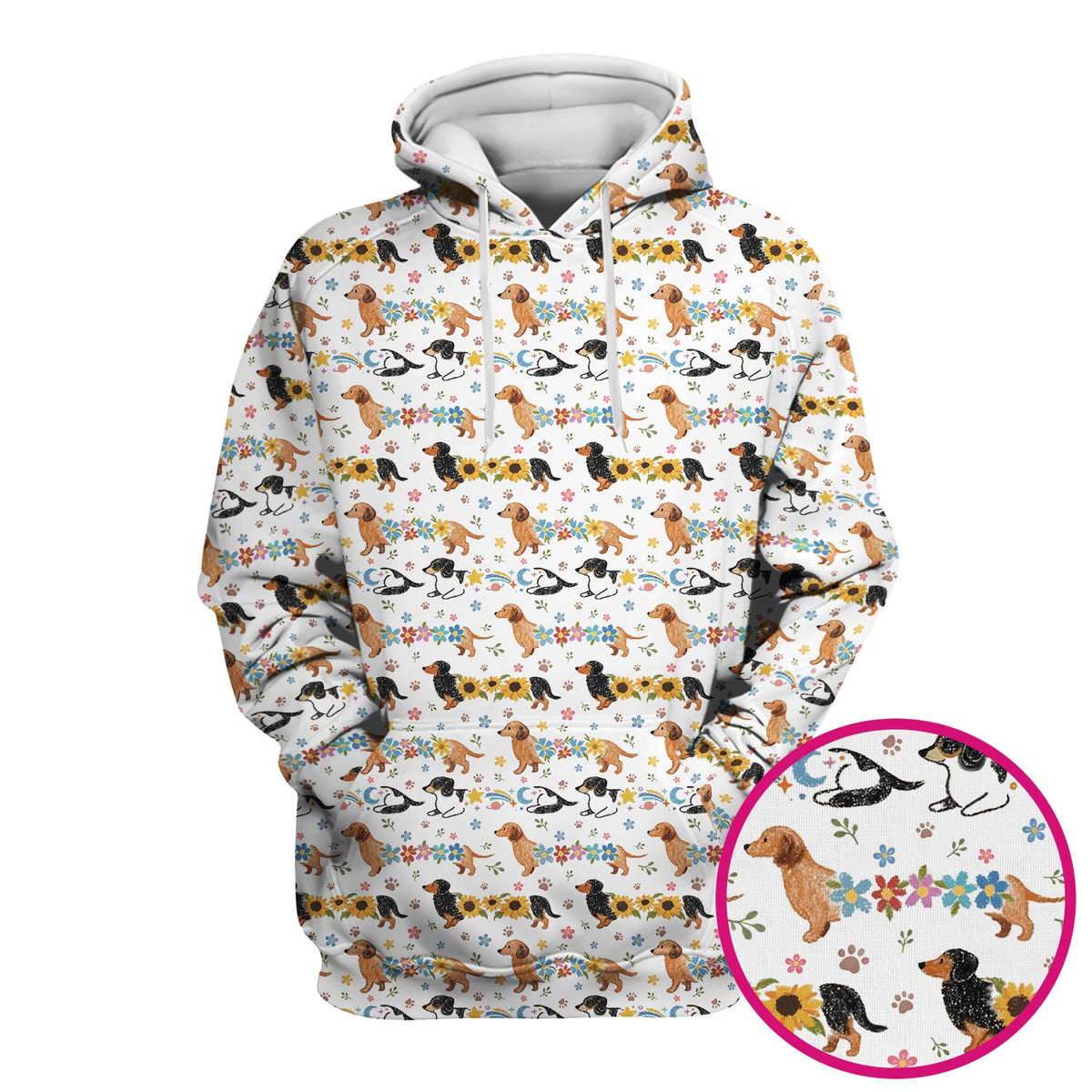 Floral Wiener Dog Nurse Scrub Top