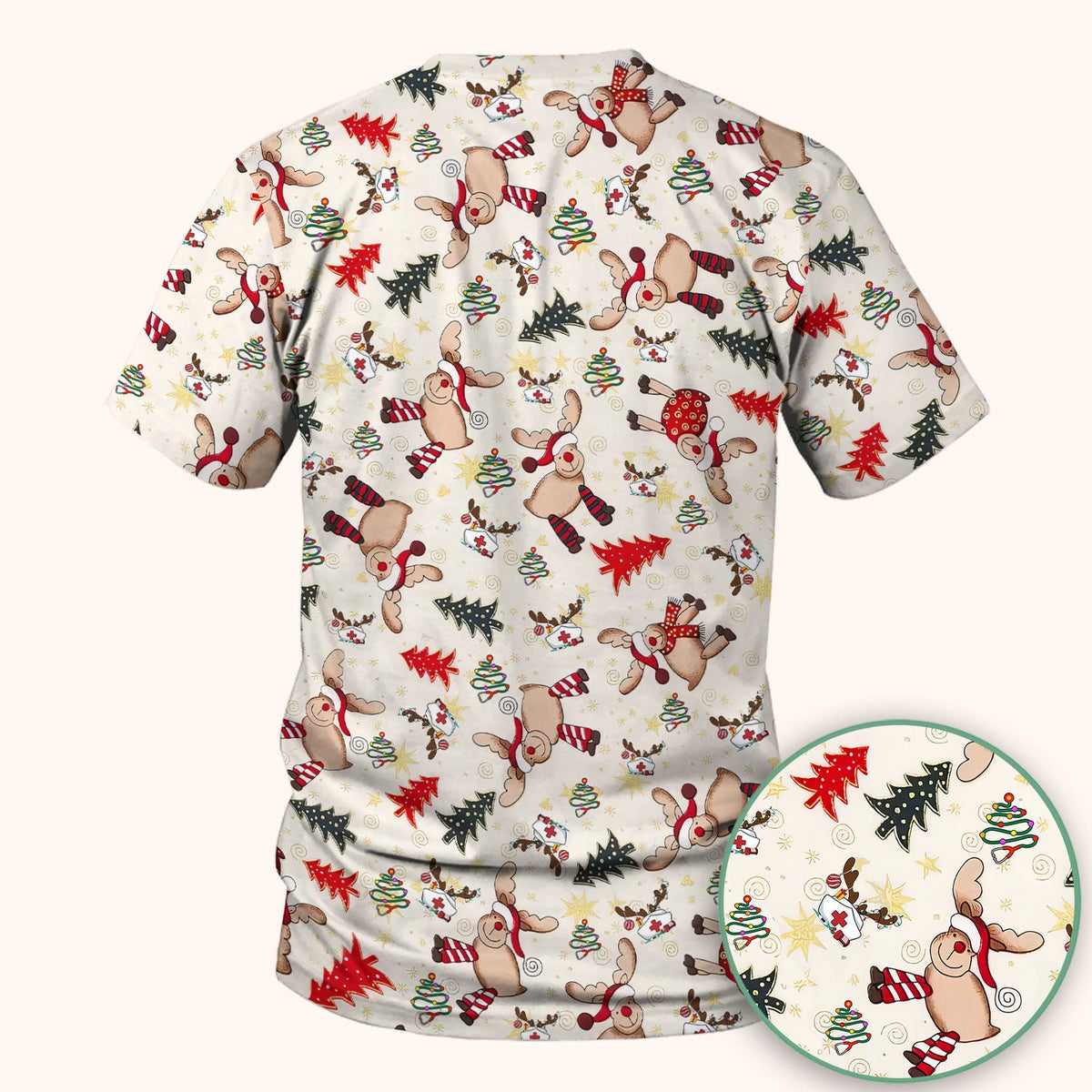 Reindeer Nurse Scrub Top - Christmas Gift