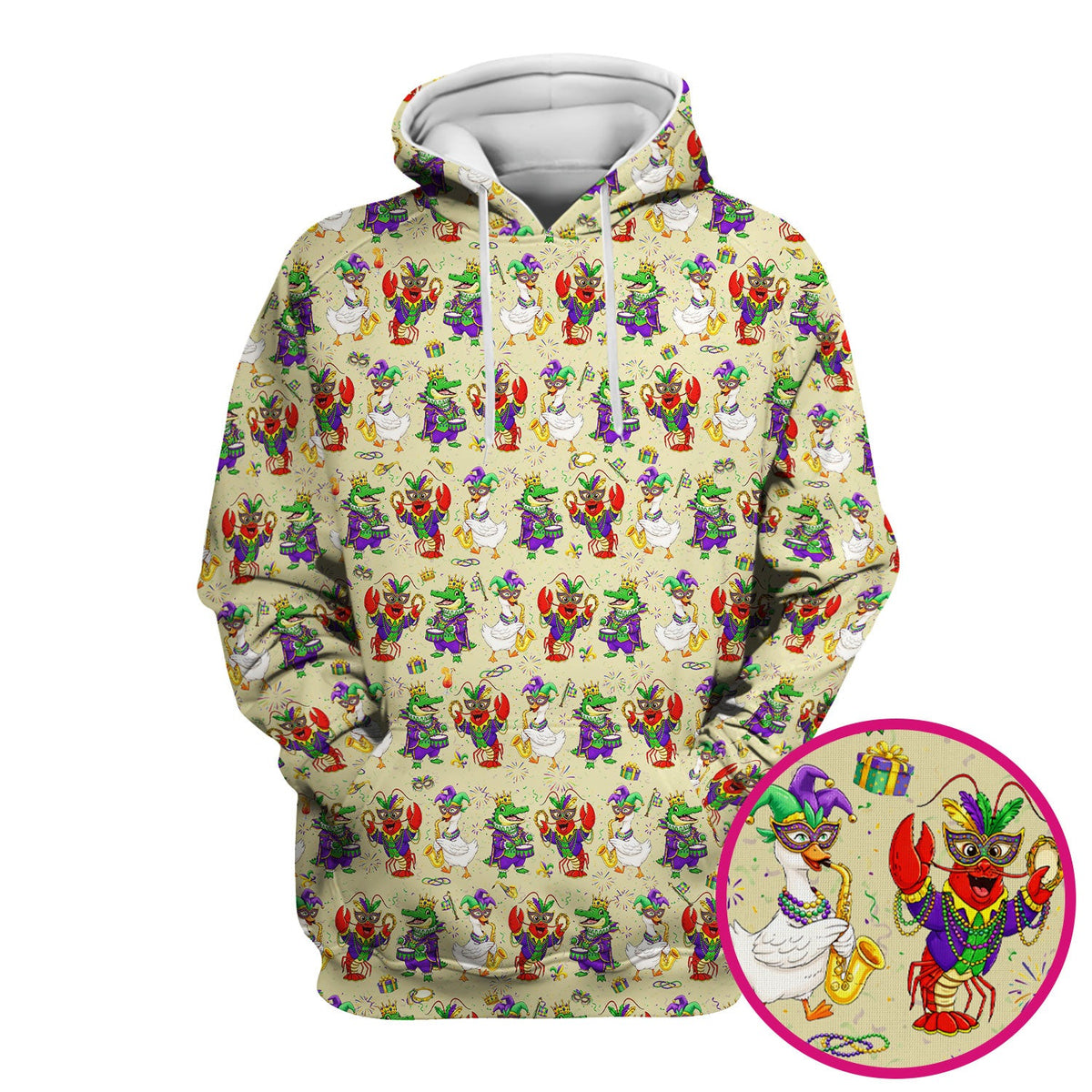 Crawfish Duck Mardi Gras Nurse Scrub Top
