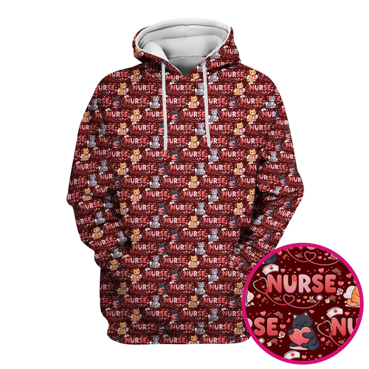 Cat Heart Nurse Scrub Top - Valentines Day Gift