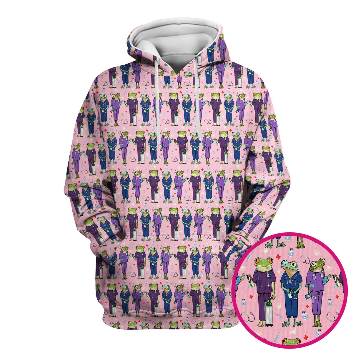 Frog Print Nurse Scrub Top