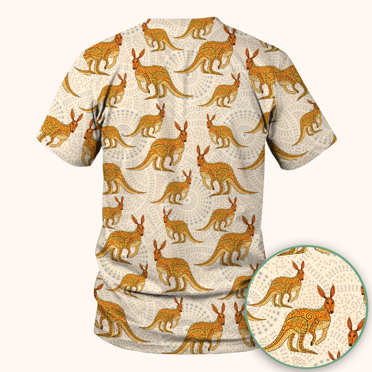 Australian Kangaroo Dot Art Nurse Scrub Top