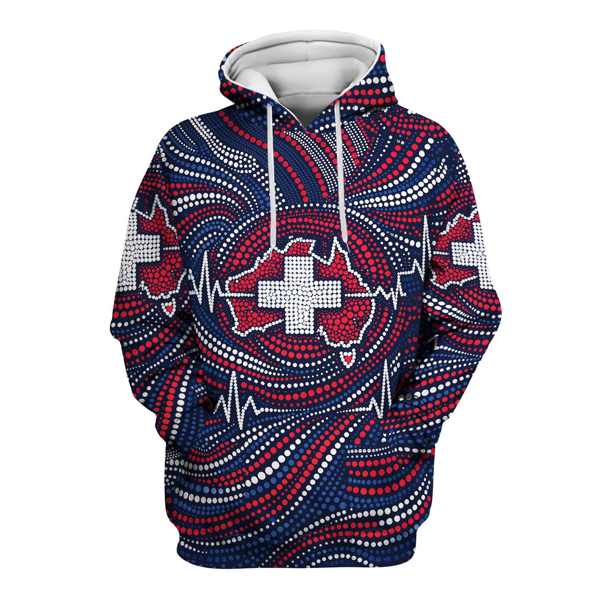 Dot Art Medical Cross Heartbeat Print Scrub Top, Comfortable Scrubs for Nurses